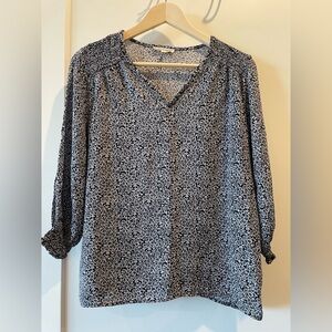 Christian Siriano Black and White Floral Blouse